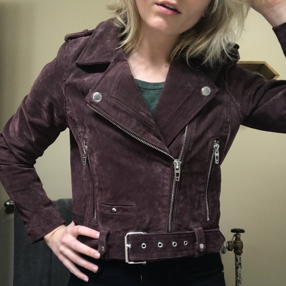 Blank NYC Plum Suede Motorcycle Jacket